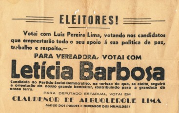 Propaganda da campanha de Letícia Barbosa