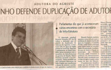 Nezinho defende duplicação de Adutora