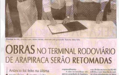 Obras no terminal rodoviário de Arapiraca serãon retomadas