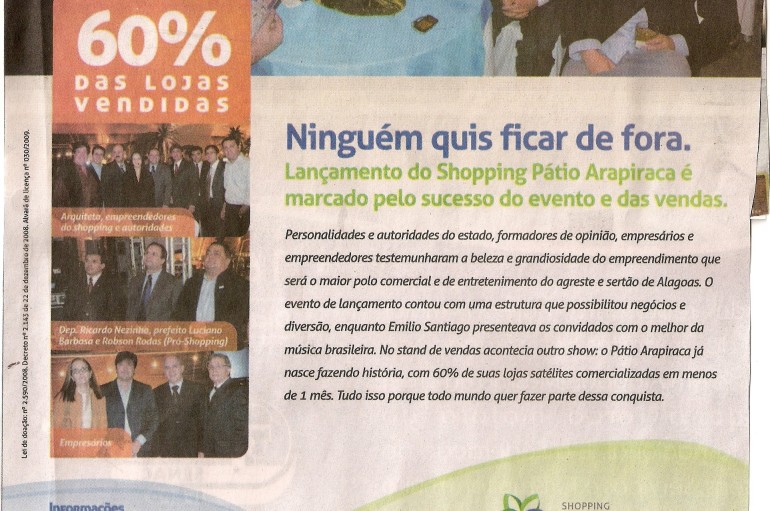Lançamento do shopping Pátio Arapiraca