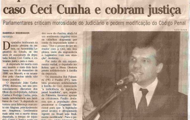 Deputados lembram dez anos do caso Ceci Cunha e cobram justiça