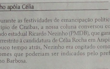 Nezinho apoia Célia