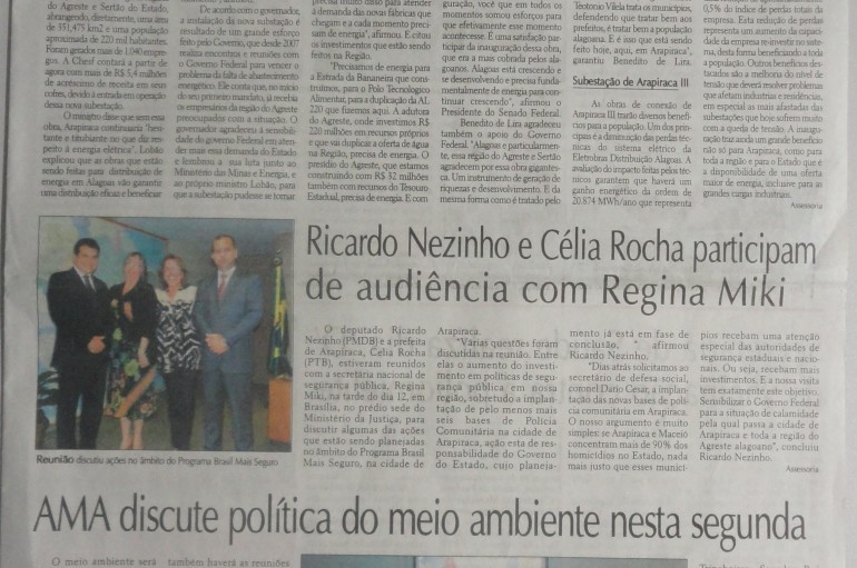 Ricardo Nezinho e Célia Rocha participam de audiência com Regina Miki