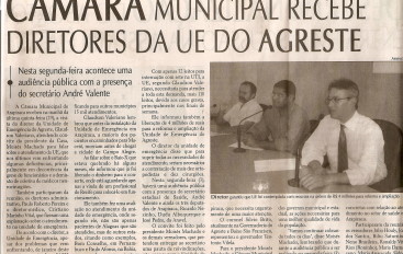 Câmara Municipal recebe diretores da UE do Agreste