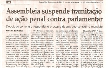 Assembleia suspende tramitação de ação penal contra Parlamentar