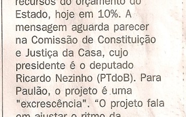 Paulão volta a criticar mensagem do Governo