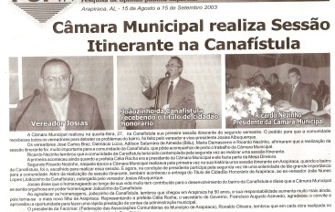 Câmara Municipal realiza Sessão itinerante na Canafístula