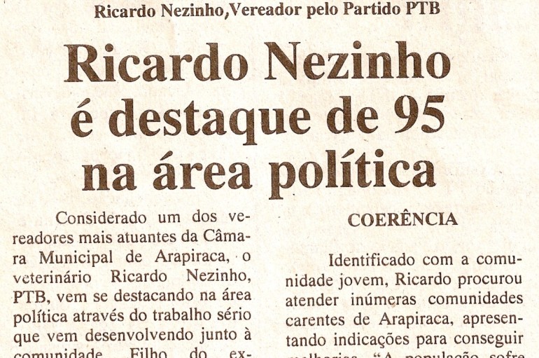 Ricardo Nezinho é destaque de 95 na área política