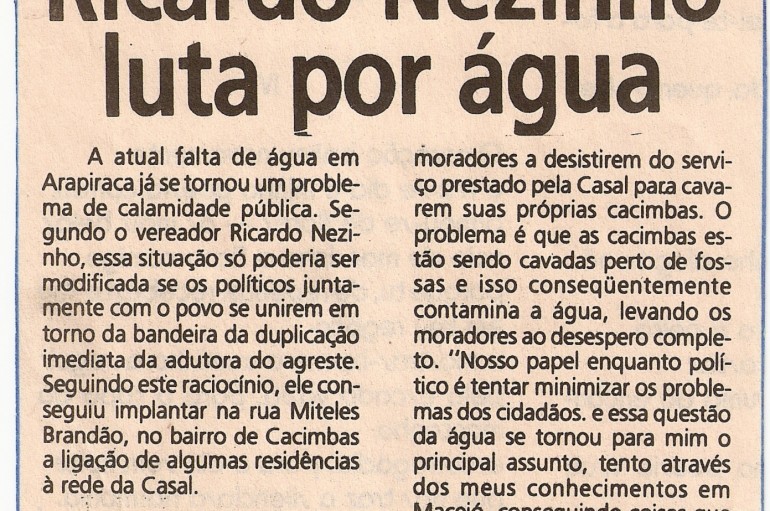 Ricardo Nezinho luta por água