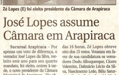 José Lopes assume Câmara de Arapiraca