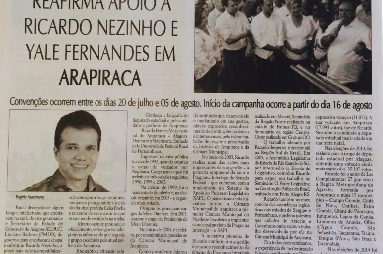 Luciano Barbosa reafirma apoio à Ricardo Nezinho e Yale Fernandes em Arapiraca