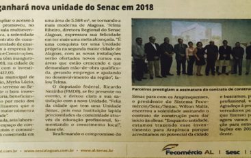 Arapiraca ganhará nova unidade do Senac em 2018