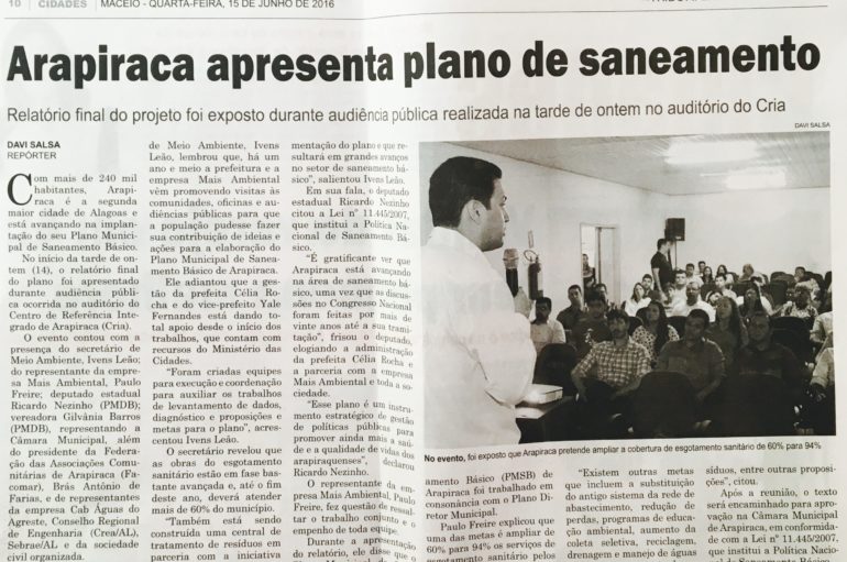 Arapiraca apresenta plano de saneamento