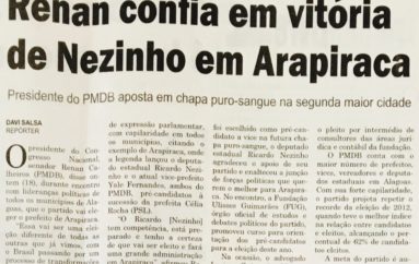 Renan confia em vitória de Nezinho em Arapiraca