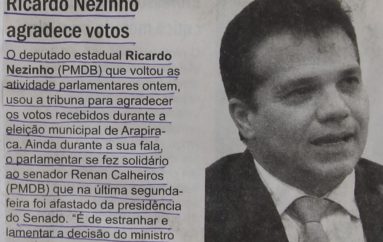 Ricardo Nezinho agradece votos