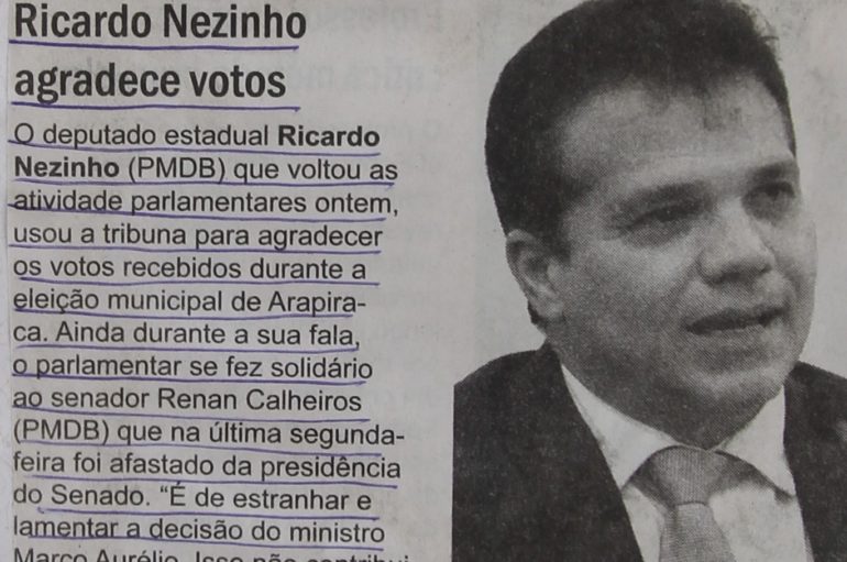 Ricardo Nezinho agradece votos