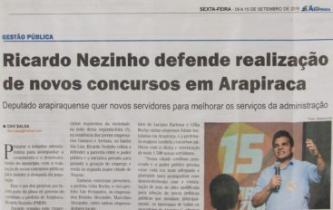 Ricardo Nezinho defende realização de novos concursos em Arapiraca