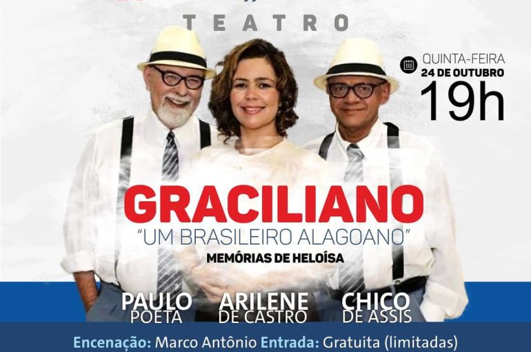 Hoje em Arapiraca: espetáculo sobre Graciliano Ramos tem entrada 0800 e ator global