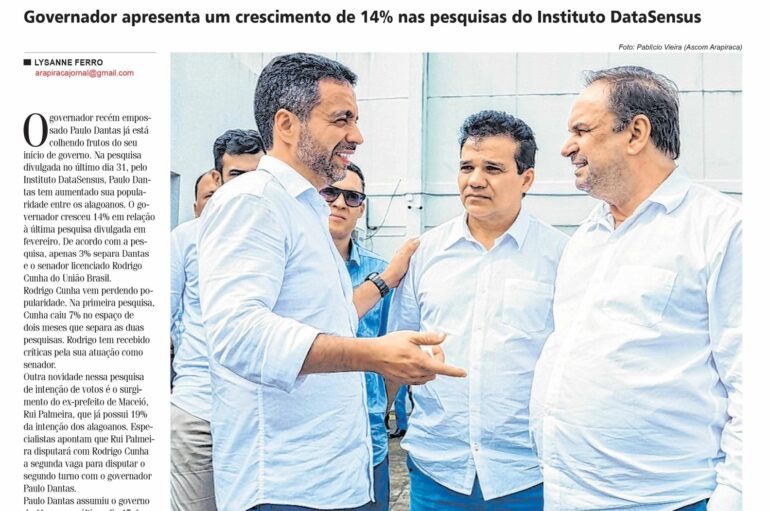 Paulo Dantas cresce na disputa para Governo de  Alagoas com 21% da intenção dos votos